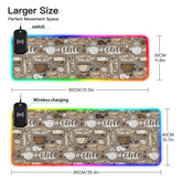 Coffee Wireless Charging Mouse Pad for Mobile Phone Extra Large Gaming Mousepad with 13 Lighting Modes Extended Desk Mat for Office Home Gaming MacBook PC Laptop Desk